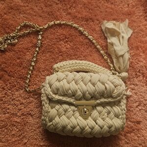Elegant Cream Woven Handbag